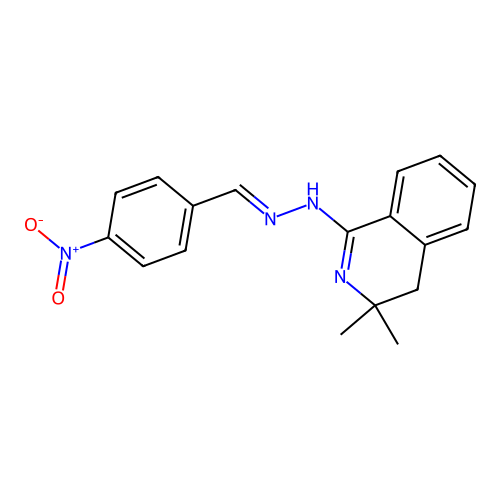 4-nitrobenzaldehyde (3,3-dimethyl-3,4-dihydro-1(2H)-isoquinolinylidene)hydrazone structure