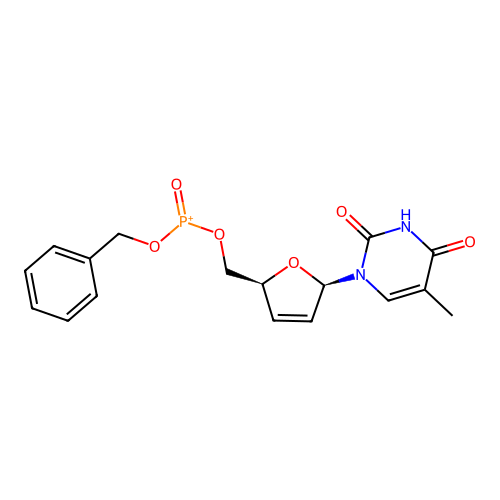 Thymidine, 2',3'-didehydro-3'-deoxy-, 5'-(phenylmethyl phosphonate) structure