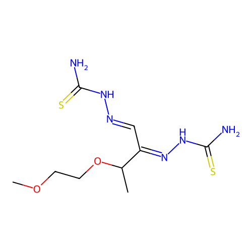 (2E,2'E)-2,2'-[(1E,2E)-3-(2-Methoxyethoxy)butane-1,2-diylidene]di(hydrazine-1-carbothioamide) structure