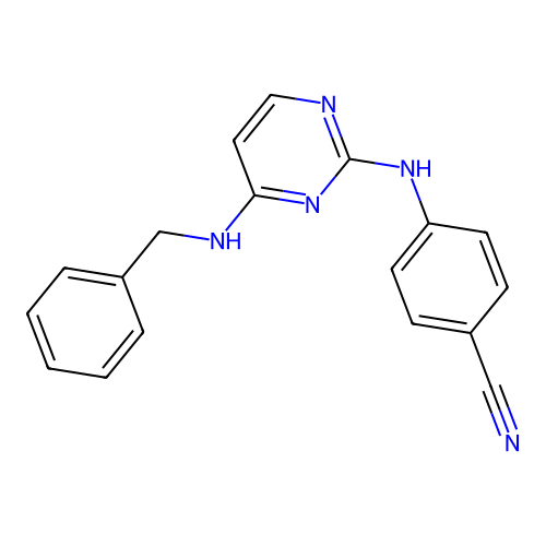 4-[[4-(Benzylamino)pyrimidin-2-yl]amino]benzonitrile structure
