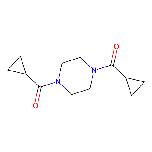 [4-(Cyclopropanecarbonyl)piperazin-1-yl]-cyclopropylmethanone structure