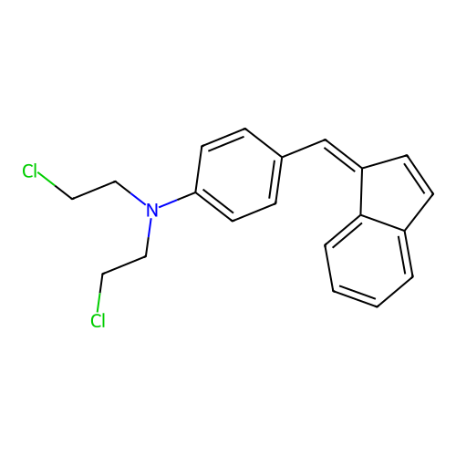 N,N-bis(2-chloroethyl)-4-[(Z)-inden-1-ylidenemethyl]aniline structure