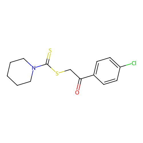 2-(4-Chlorophenyl)-2-oxoethyl piperidine-1-carbodithioate structure
