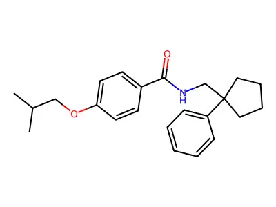 4-(2-methylpropoxy)-N-[(1-phenylcyclopentyl)methyl]benzamide structure