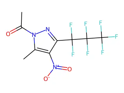 1-[3-(1,1,2,2,3,3,3-Heptafluoropropyl)-5-methyl-4-nitropyrazol-1-yl]ethanone structure