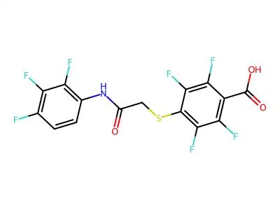 2,3,5,6-Tetrafluoro-4-{[2-oxo-2-(2,3,4-trifluoroanilino)ethyl]thio}benzoic acid structure