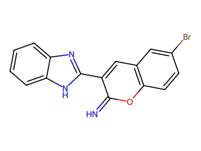 3-(1H-benzimidazol-2-yl)-6-bromo-2H-chromen-2-imine structure