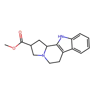 Methyl 2,3,5,6,11,11b-hexahydro-1H-indolizino(8,7-b)indole-2-carboxylate structure