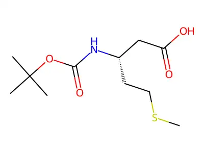 (3S)-3-(((tert-butoxy)carbonyl)amino)-5-(methylsulfanyl)pentanoic acid structure