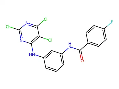 4-fluoro-N-[3-[(2,5,6-trichloropyrimidin-4-yl)amino]phenyl]benzamide structure
