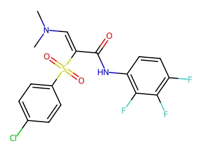 2-[(4-Chlorophenyl)sulfonyl]-3-(dimethylamino)-N-(2,3,4-trifluorophenyl)-2-propenamide structure