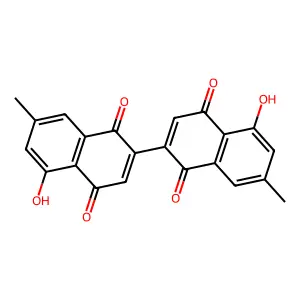 [2,2'-Binaphthalene]-1,1',4,4'-tetrone, 5,5'-dihydroxy-7,7'-dimethyl- structure
