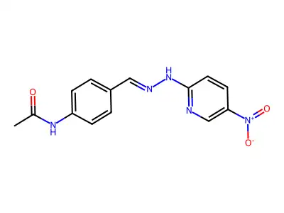 N-[4-[[(5-nitro-2-pyridinyl)hydrazinylidene]methyl]phenyl]acetamide structure