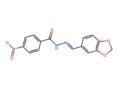 N-(1,3-benzodioxol-5-ylmethylideneamino)-4-nitrobenzamide structure