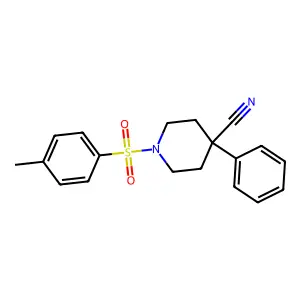 4-Phenyl-1-(p-tolylsulphonyl)piperidine-4-carbonitrile structure