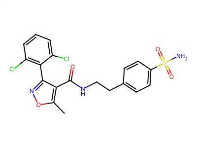 3-(2,6-dichlorophenyl)-5-methyl-N-[2-(4-sulfamoylphenyl)ethyl]-1,2-oxazole-4-carboxamide structure