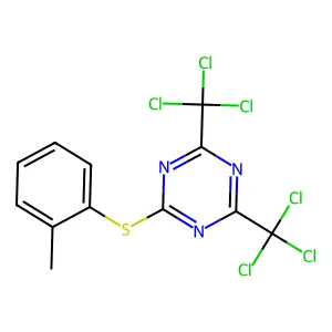 2-(2-Methylphenyl)sulfanyl-4,6-bis(trichloromethyl)-1,3,5-triazine structure