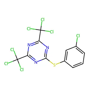 2-(3-Chlorophenyl)sulfanyl-4,6-bis(trichloromethyl)-1,3,5-triazine structure