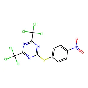 2-(4-Nitrophenyl)sulfanyl-4,6-bis(trichloromethyl)-1,3,5-triazine structure