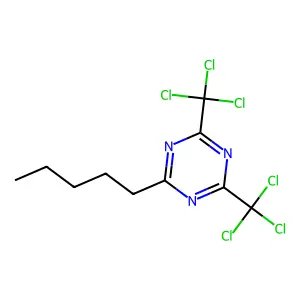 2-Pentyl-4,6-bis(trichloromethyl)-1,3,5-triazine structure