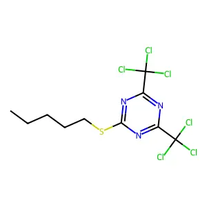 2-Pentylsulfanyl-4,6-bis(trichloromethyl)-1,3,5-triazine structure