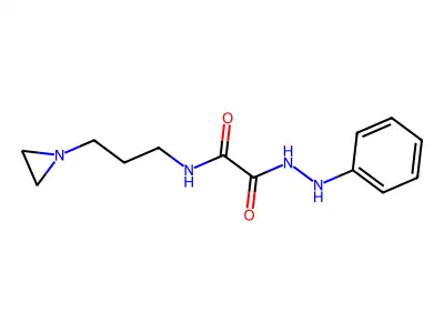 N-[3-(aziridin-1-yl)propyl]-2-oxo-2-(2-phenylhydrazinyl)acetamide structure