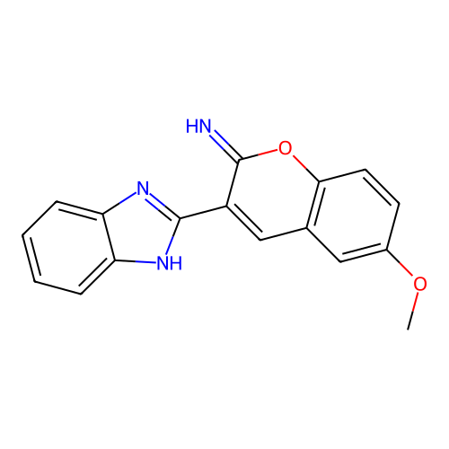 3-(1H-benzimidazol-2-yl)-6-methoxy-1-benzopyran-2-imine structure