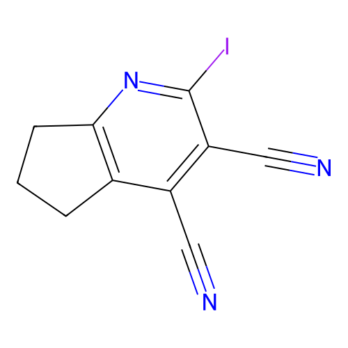 2-iodo-6,7-dihydro-5H-cyclopenta[b]pyridine-3,4-dicarbonitrile structure
