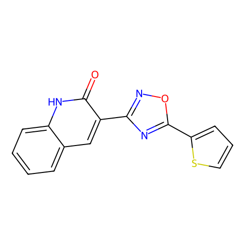 3-(5-(2-Thienyl)-1,2,4-oxadiazol-3-yl)quinolin-2-ol structure