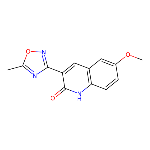 6-Methoxy-3-(5-methyl-1,2,4-oxadiazol-3-YL)quinolin-2-OL structure