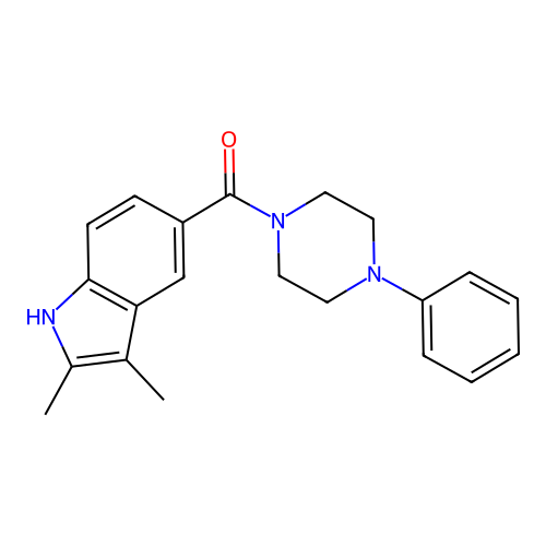 (2,3-dimethyl-1H-indol-5-yl)(4-phenylpiperazin-1-yl)methanone structure