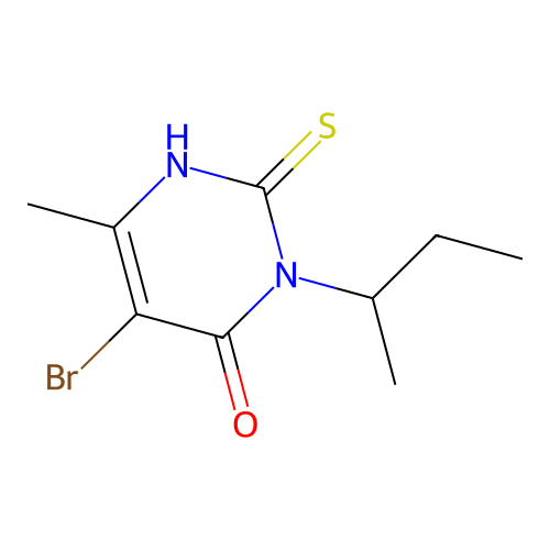 Uracil, 5-bromo-3-sec-butyl-6-methyl-2-thio- structure