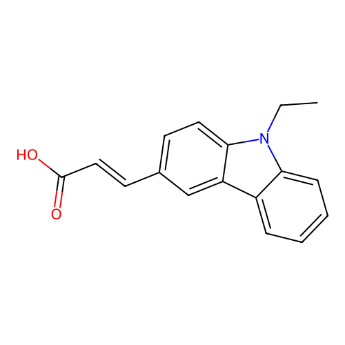 (2E)-3-(9-ethyl-9H-carbazol-3-yl)prop-2-enoic acid structure