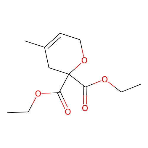 2H-Pyran-2,2-dicarboxylic acid, 3,6-dihydro-4-methyl-, diethyl ester structure