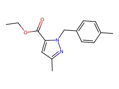 Ethyl 5-methyl-2-[(4-methylphenyl)methyl]pyrazole-3-carboxylate structure