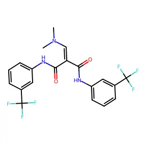 2-(dimethylaminomethylidene)-N,N'-bis[3-(trifluoromethyl)phenyl]propanediamide structure