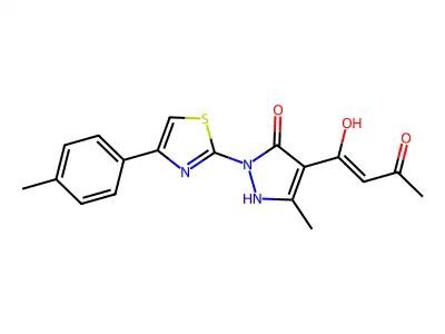 (2Z)-3-hydroxy-1-{5-hydroxy-3-methyl-1-[4-(4-methylphenyl)-1,3-thiazol-2-yl]-1H-pyrazol-4-yl}but-2-en-1-one structure