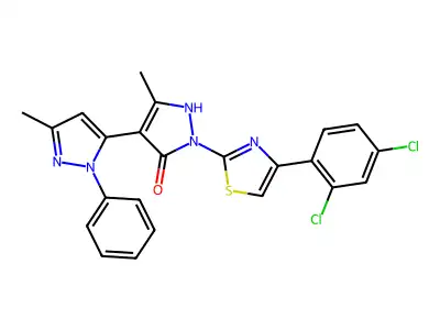 3,3'-Dimethyl-1-(4-(2,4-dichlorophenyl)-2-thiazolyl)-1'-pheny-5-hydroxy[4,5']-bipyrazol structure