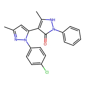1-Phenyl-1'-(4-chlorophenyl)-3,3'-dimethyl-5-hydroxy[4,5']-bipyrazol structure