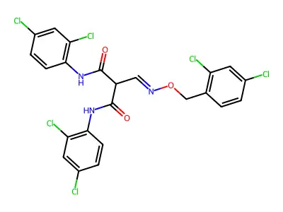 N,N'-bis(2,4-dichlorophenyl)-2-[(2,4-dichlorophenyl)methoxyiminomethyl]propanediamide structure