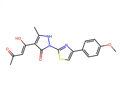 (2Z)-3-hydroxy-1-{5-hydroxy-1-[4-(4-methoxyphenyl)-1,3-thiazol-2-yl]-3-methyl-1H-pyrazol-4-yl}but-2-en-1-one structure