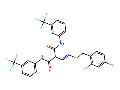 2-({[(2,4-dichlorobenzyl)oxy]imino}methyl)-N~1~,N~3~-bis[3-(trifluoromethyl)phenyl]malonamide structure