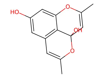 2,5-Dimethyl-3aH-pyrano(2,3,4-de)-1-benzopyran-3a,8-diol structure