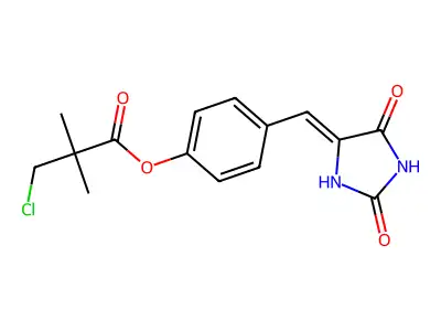 [4-[(2,5-dioxoimidazolidin-4-ylidene)methyl]phenyl] 3-chloro-2,2-dimethylpropanoate structure