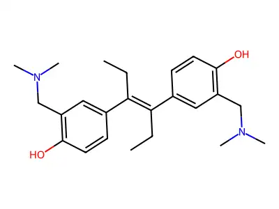 4,4'-Stilbenediol, 3,3'-bis((dimethylamino)methyl)-alpha,alpha'-diethyl-, (E)- structure