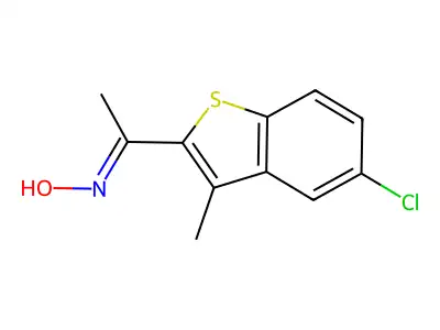 N-[1-(5-chloro-3-methyl-1-benzothiophen-2-yl)ethylidene]hydroxylamine structure
