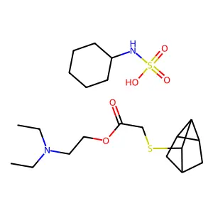 Cyclohexylsulfamic acid--2-(diethylamino)ethyl [(tricyclo[2.2.1.0~2,6~]heptan-3-yl)sulfanyl]acetate (1/1) structure