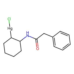 Chloro-[2-[(2-phenylacetyl)amino]cyclohexyl]mercury structure