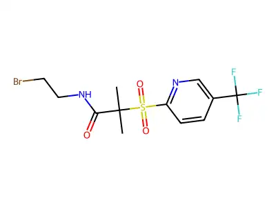 N1-(2-bromoethyl)-2-methyl-2-{[5-(trifluoromethyl)-2-pyridyl]sulphonyl}propanamide structure