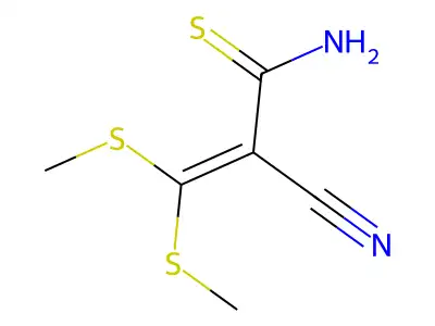 2-Cyano-3,3-bis(methylsulfanyl)prop-2-enethioamide structure